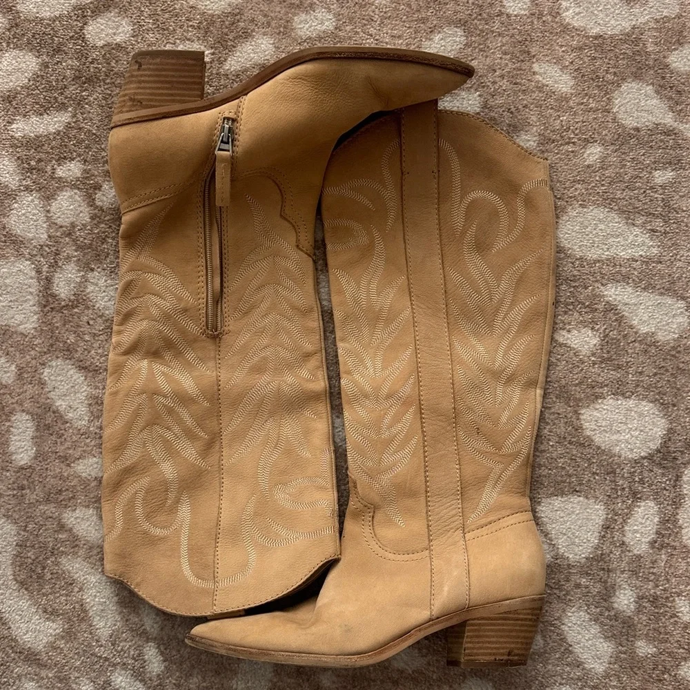 Dolce Vita Tan Western Knee-High Heeled Boots 9.5 - Picture 1 of 6